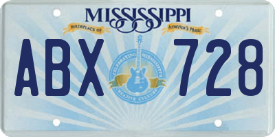 MS license plate ABX728