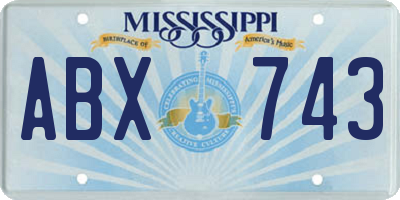 MS license plate ABX743