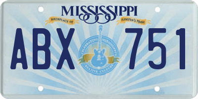 MS license plate ABX751
