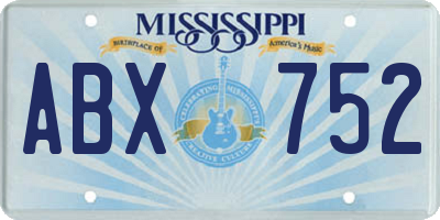MS license plate ABX752