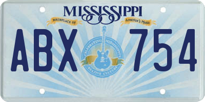 MS license plate ABX754