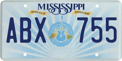 MS license plate ABX755