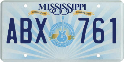 MS license plate ABX761