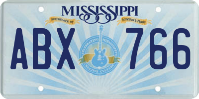 MS license plate ABX766