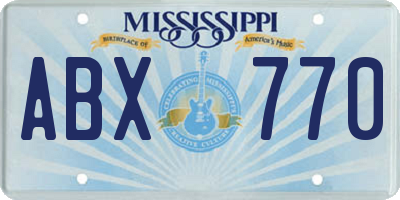 MS license plate ABX770