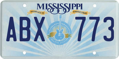 MS license plate ABX773