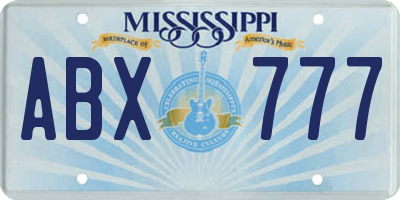 MS license plate ABX777