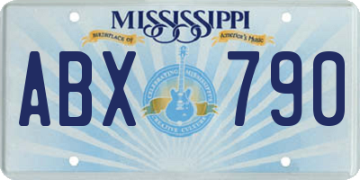 MS license plate ABX790