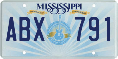 MS license plate ABX791