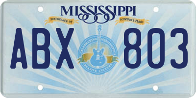 MS license plate ABX803