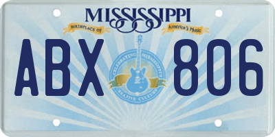 MS license plate ABX806