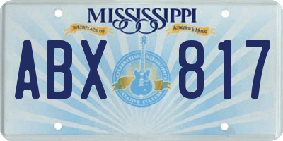 MS license plate ABX817