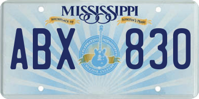 MS license plate ABX830