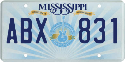 MS license plate ABX831