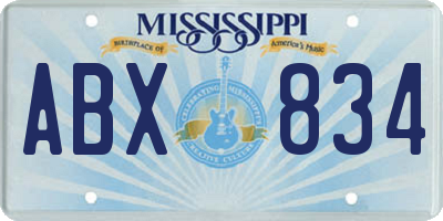 MS license plate ABX834