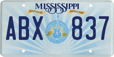 MS license plate ABX837
