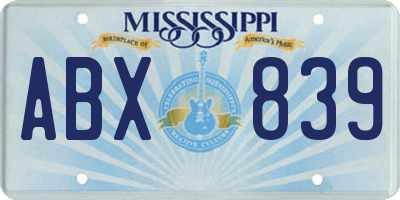 MS license plate ABX839