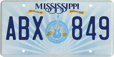 MS license plate ABX849
