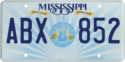 MS license plate ABX852