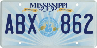 MS license plate ABX862