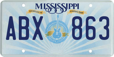 MS license plate ABX863