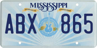 MS license plate ABX865