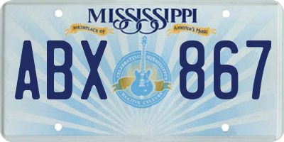 MS license plate ABX867