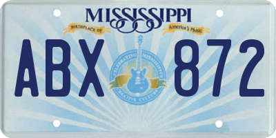 MS license plate ABX872