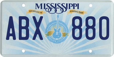 MS license plate ABX880