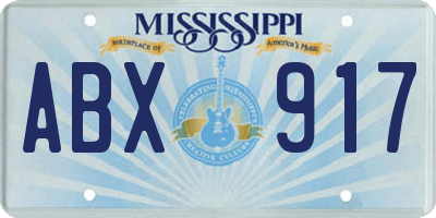 MS license plate ABX917