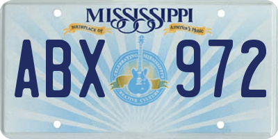 MS license plate ABX972