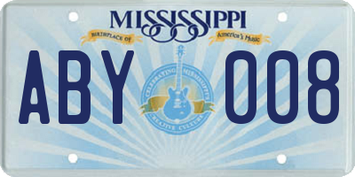 MS license plate ABY008