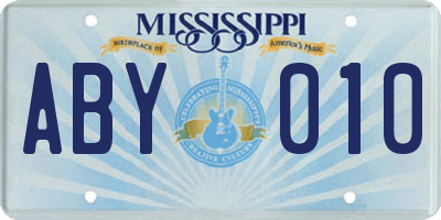 MS license plate ABY010