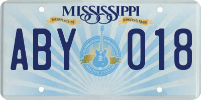MS license plate ABY018