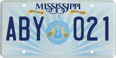 MS license plate ABY021