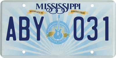 MS license plate ABY031