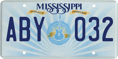 MS license plate ABY032
