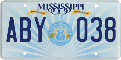 MS license plate ABY038