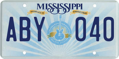 MS license plate ABY040