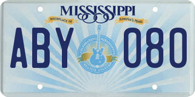 MS license plate ABY080