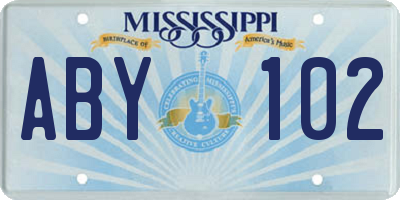 MS license plate ABY102