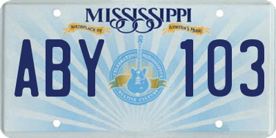 MS license plate ABY103