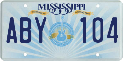 MS license plate ABY104