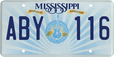 MS license plate ABY116