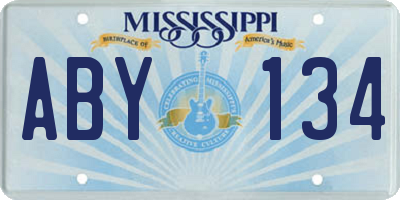 MS license plate ABY134