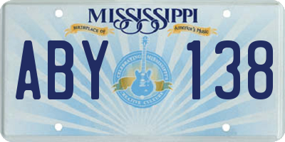 MS license plate ABY138