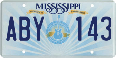 MS license plate ABY143
