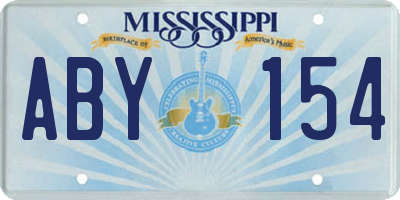 MS license plate ABY154