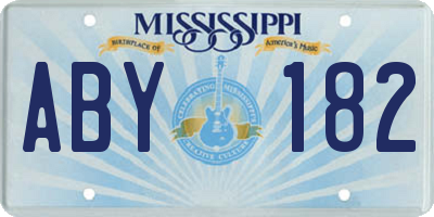MS license plate ABY182
