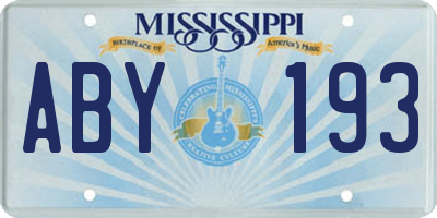 MS license plate ABY193